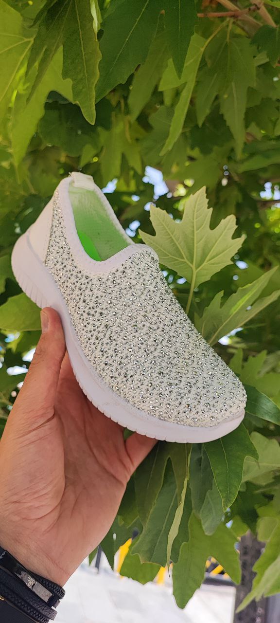 کتونی نگینی دخترانه بافتی کد 4007 کفش اسپرت دخترانه بافتی کد 4007