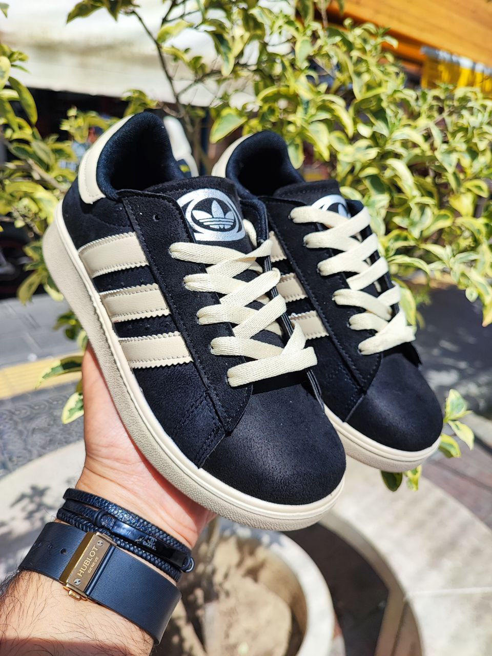 کفش اسپورت آدیداس کامپوس کرم مشکی کد 4022 Adidas Campus sports shoes, cream black, code 4022