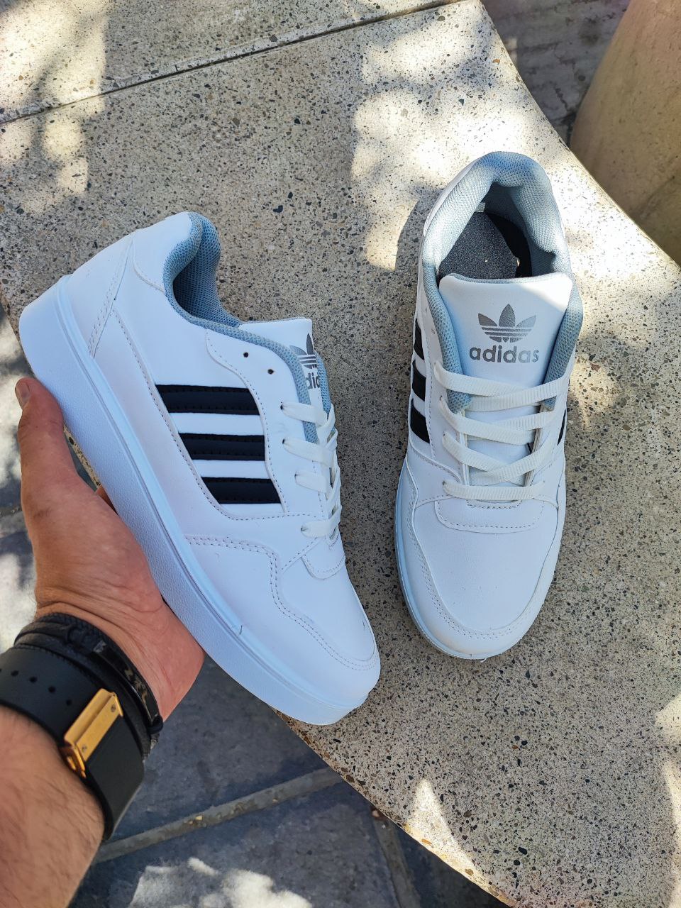 کتونی ونس آدیداس سفید مشکی کد 4027 Adidas Vans sneakers white black code 4027