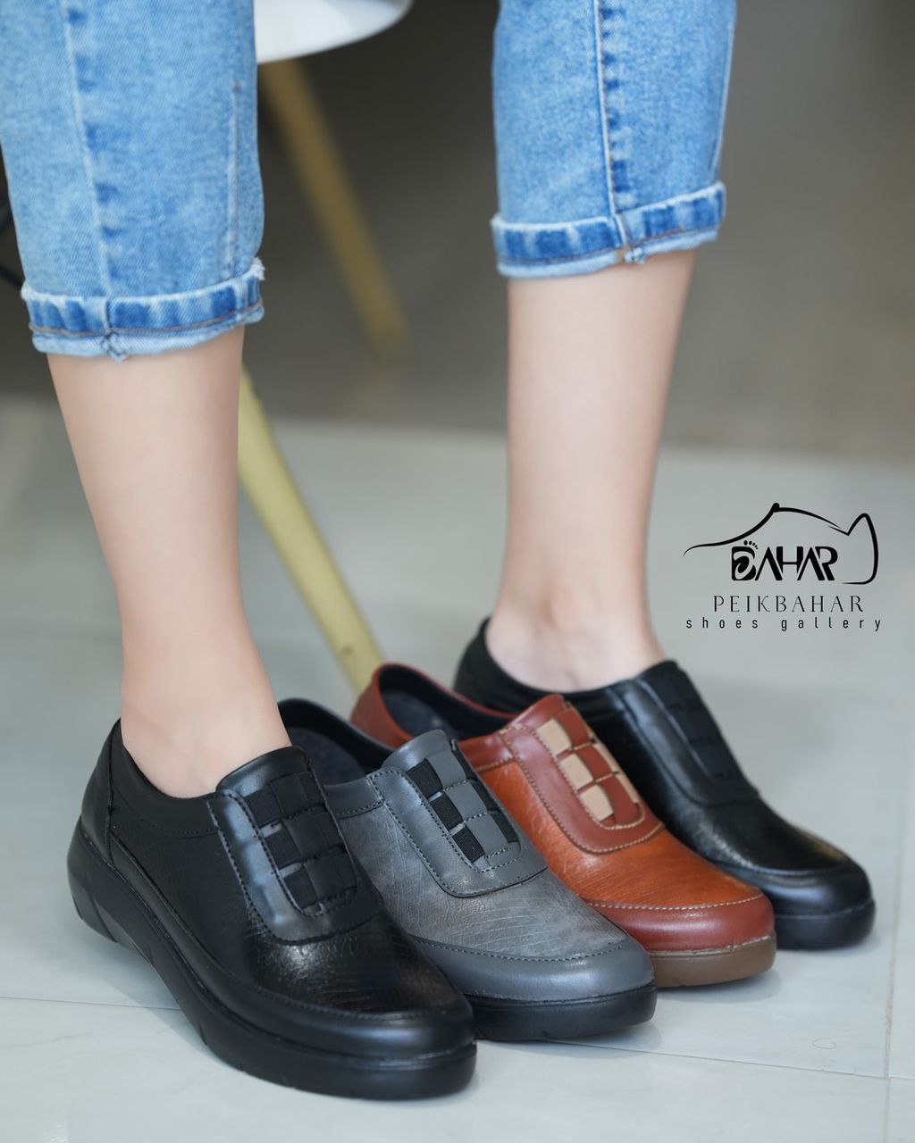 کفش طبی دست دوز زنانه چرمی کد 3060 Women's handmade leather medical shoes, code 3060