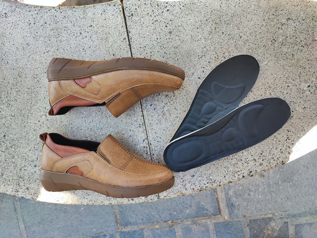 کفش طبی دست دوز زنانه چرمی کد 3062 Women's handmade leather medical shoes, code 3062