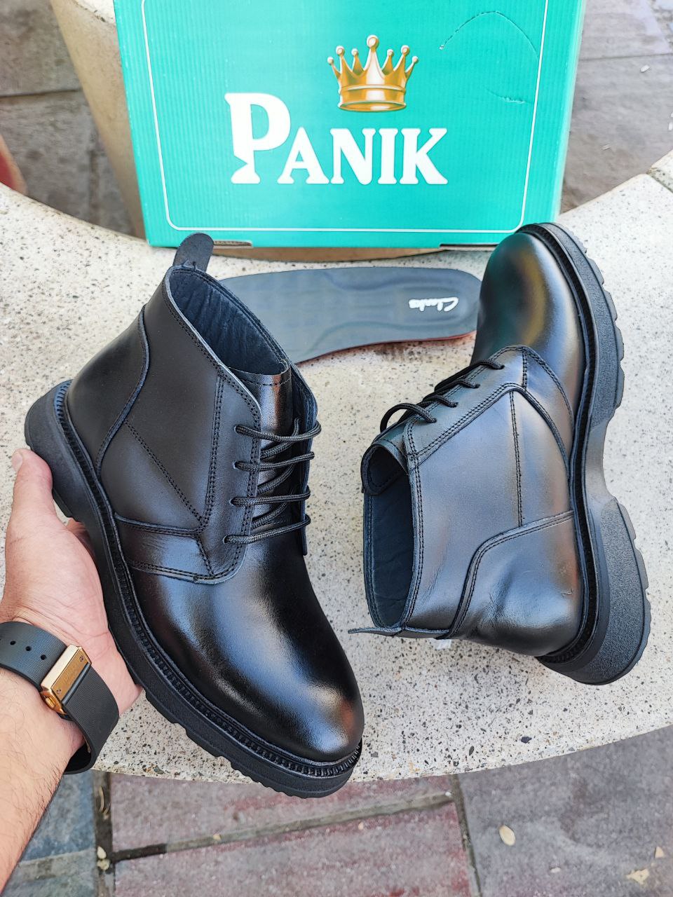 نیم بوت چرمی گاوی بندی مردانه کد 2120 نیم بوت چرمی گاوی بندی مردانه کد 2120
