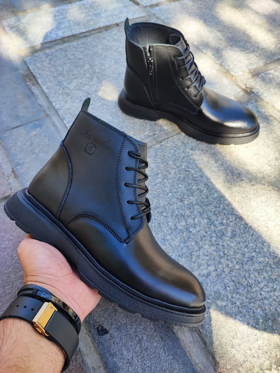 نیم بوت چرمی گاوی مردانه بندی بغل زیپ کد 2122 نیم بوت چرمی گاوی مردانه بندی بغل زیپ کد 2122