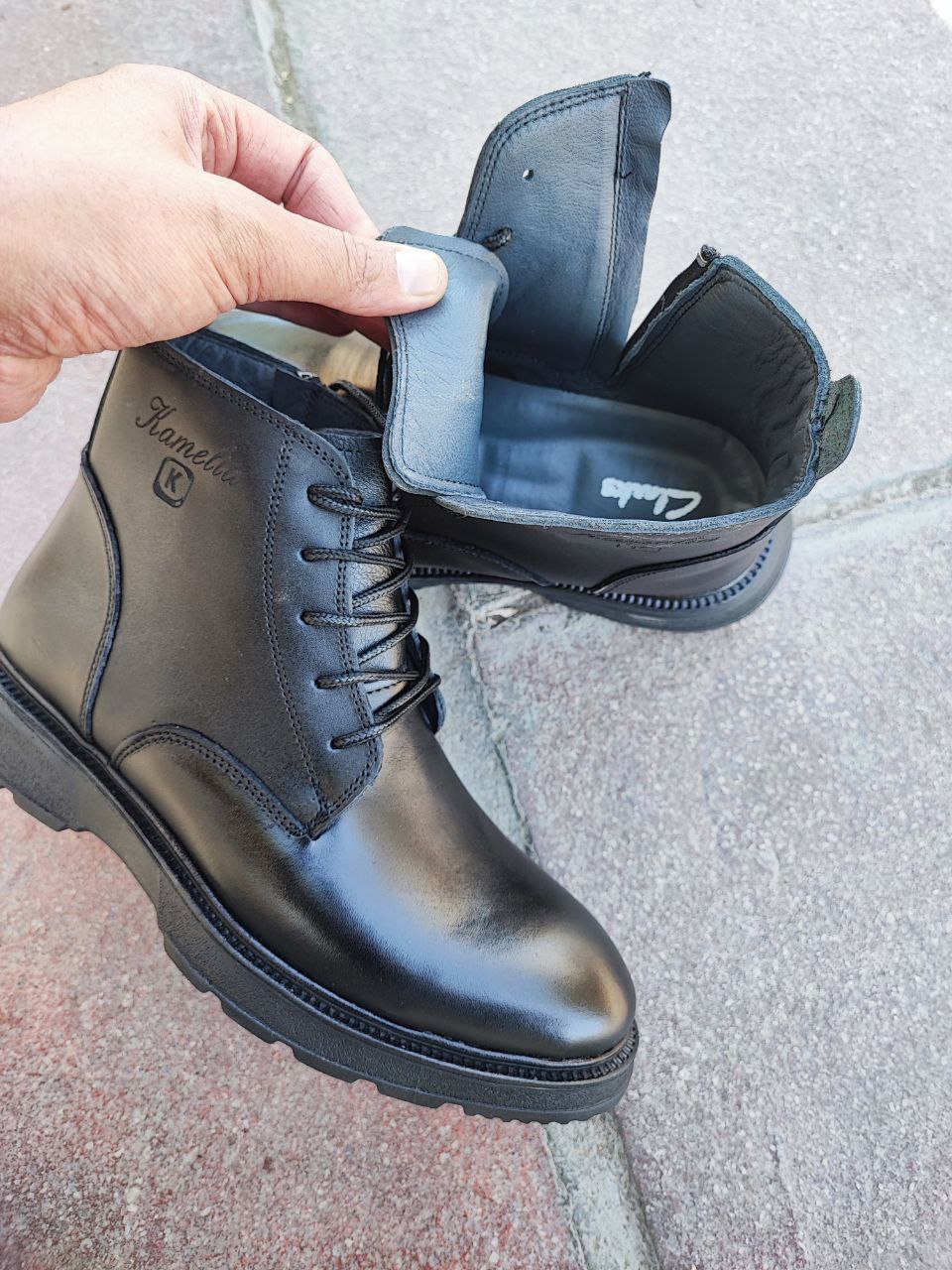 نیم بوت چرمی گاوی مردانه بندی بغل زیپ کد 2122 نیم بوت چرمی گاوی مردانه بندی بغل زیپ کد 2122