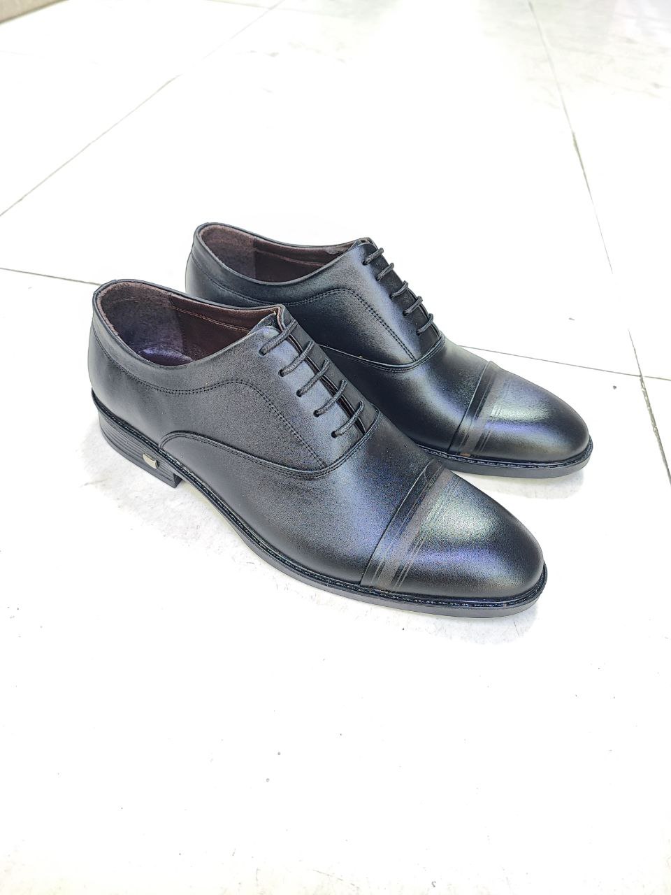 کفش مجلسی پرسنلی بندی تمام چرم طبیعی کد 2145