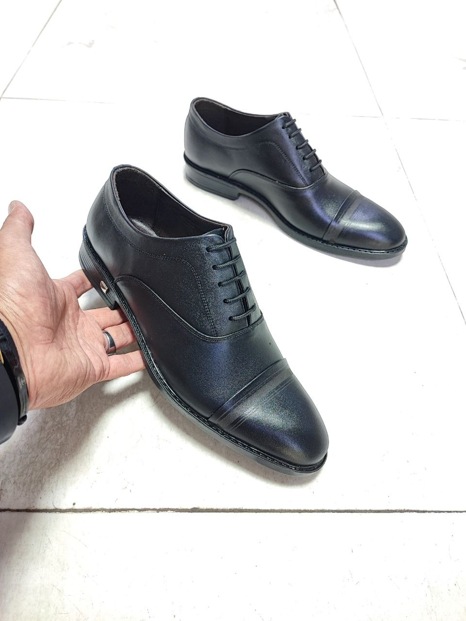 کفش مجلسی پرسنلی بندی تمام چرم طبیعی کد 2145