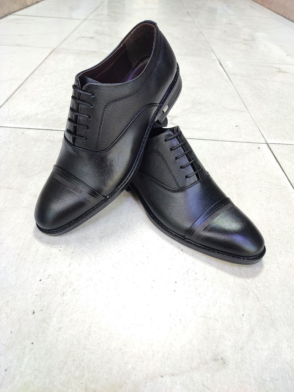 کفش مجلسی پرسنلی بندی تمام چرم طبیعی کد 2145