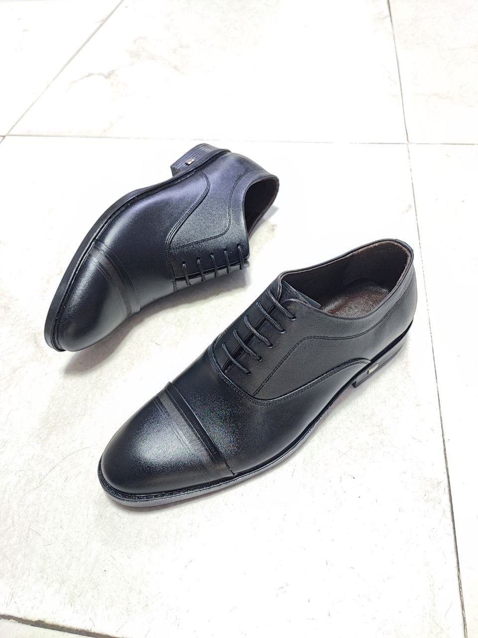 کفش مجلسی پرسنلی بندی تمام چرم طبیعی کد 2145