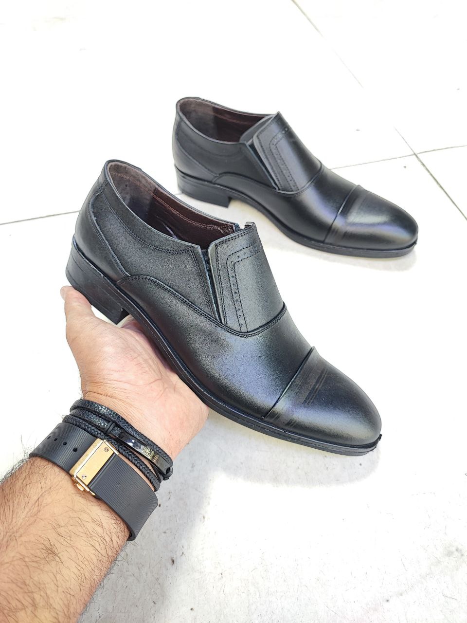 کفش مجلسی پرسنلی بندی تمام چرم طبیعی کد 2146
