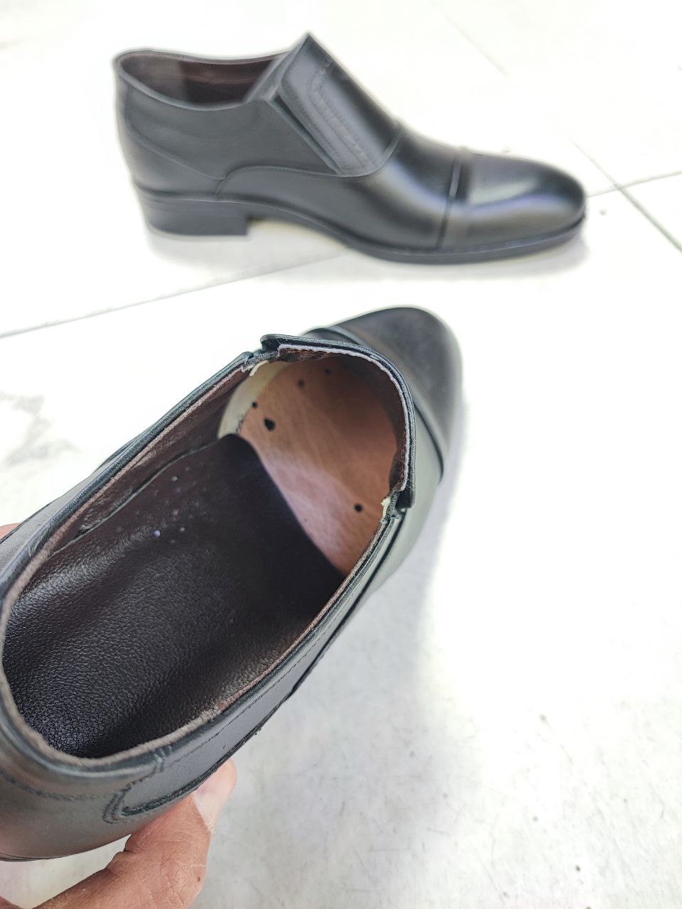 کفش مجلسی پرسنلی بندی تمام چرم طبیعی کد 2146