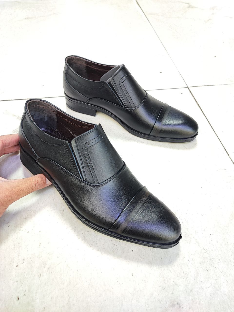 کفش مجلسی پرسنلی بندی تمام چرم طبیعی کد 2146