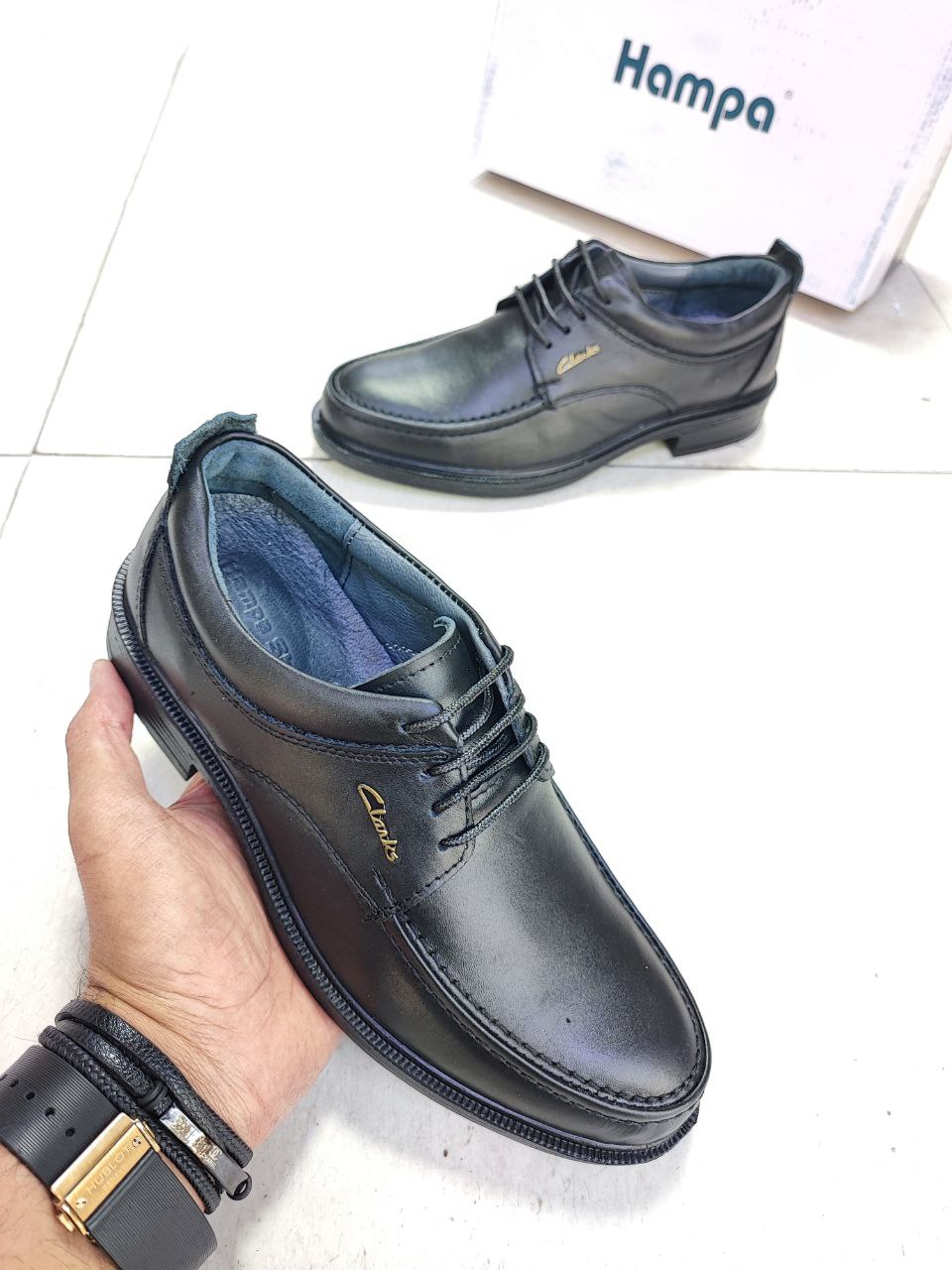 کفش پرسنلی بندی تمام طبی تمام چرم طبیعی همپا کد 2148