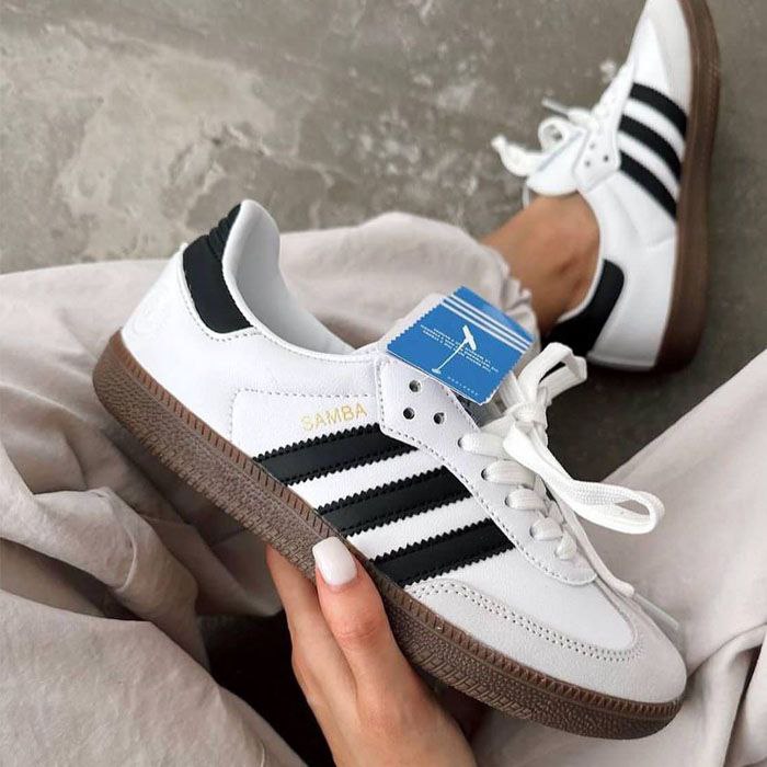 کفش زنانه آدیداس سامبا سفید مشکی کد 3095 Adidas Samba Code 3095