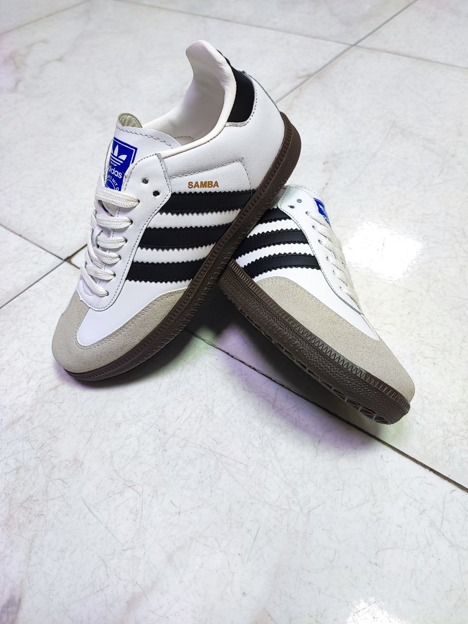 کفش زنانه آدیداس سامبا سفید مشکی کد 3095 Adidas Samba Code 3095