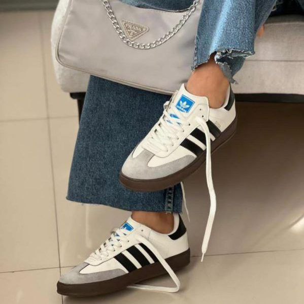 کفش زنانه آدیداس سامبا سفید مشکی کد 3095 Adidas Samba Code 3095