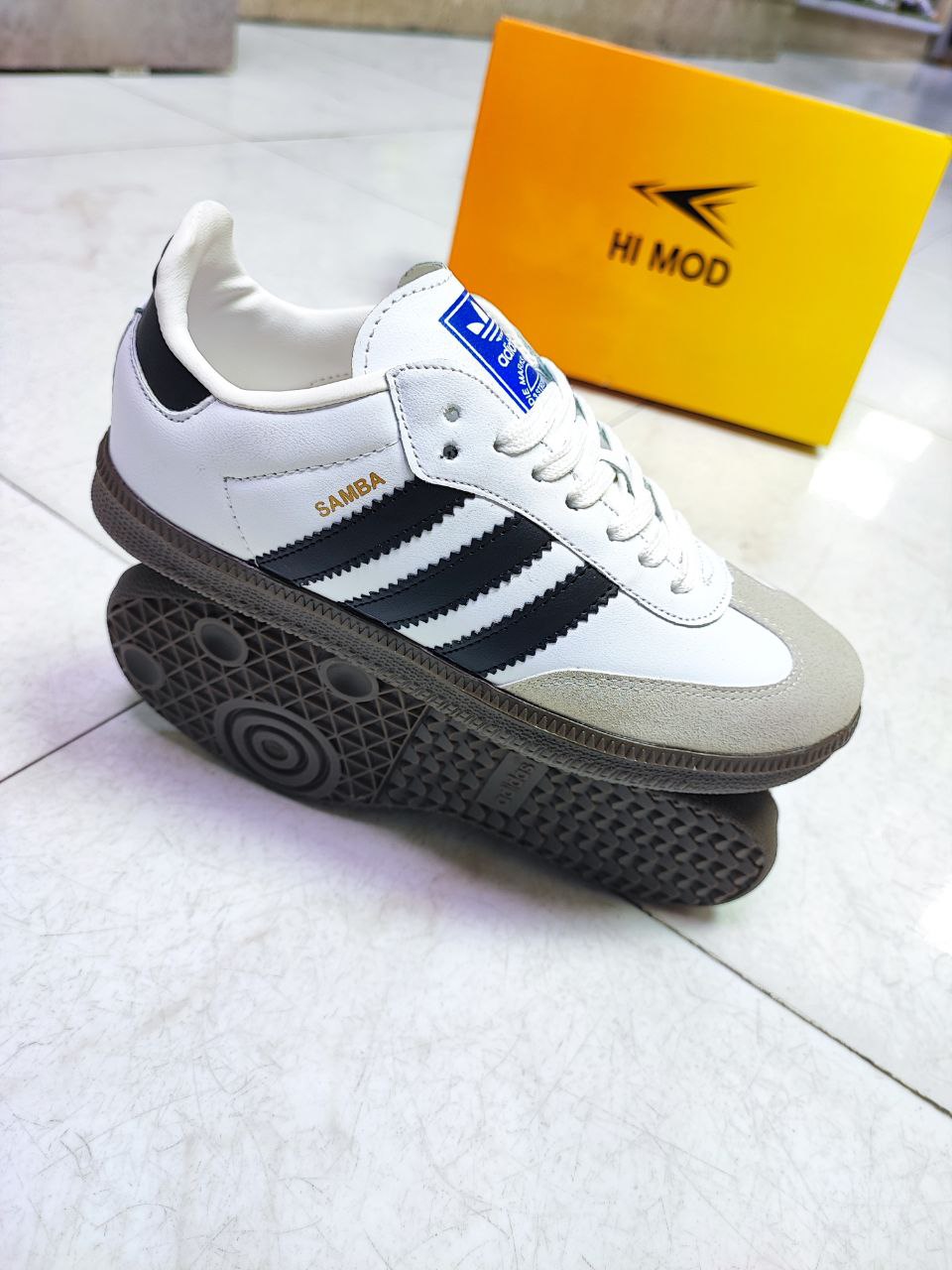 کفش زنانه آدیداس سامبا سفید مشکی کد 3095 Adidas Samba Code 3095